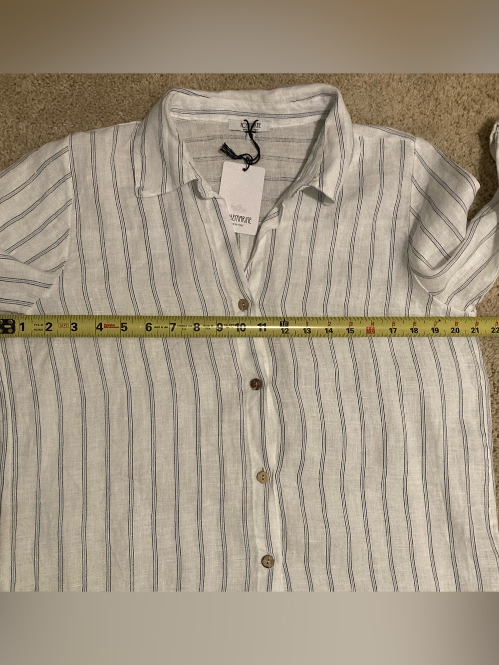 ROSEMARINE Linen Striped Button-Down Shirt Dress / Cover-up / Tunic Sz M NWT - Picture 5 of 7